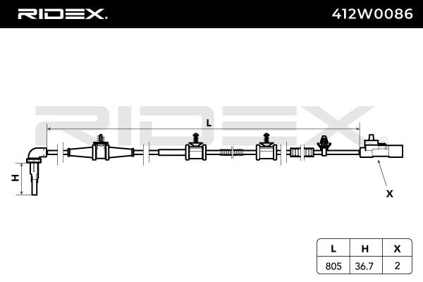 RIDEX ABS wheel speed sensor 412W0086