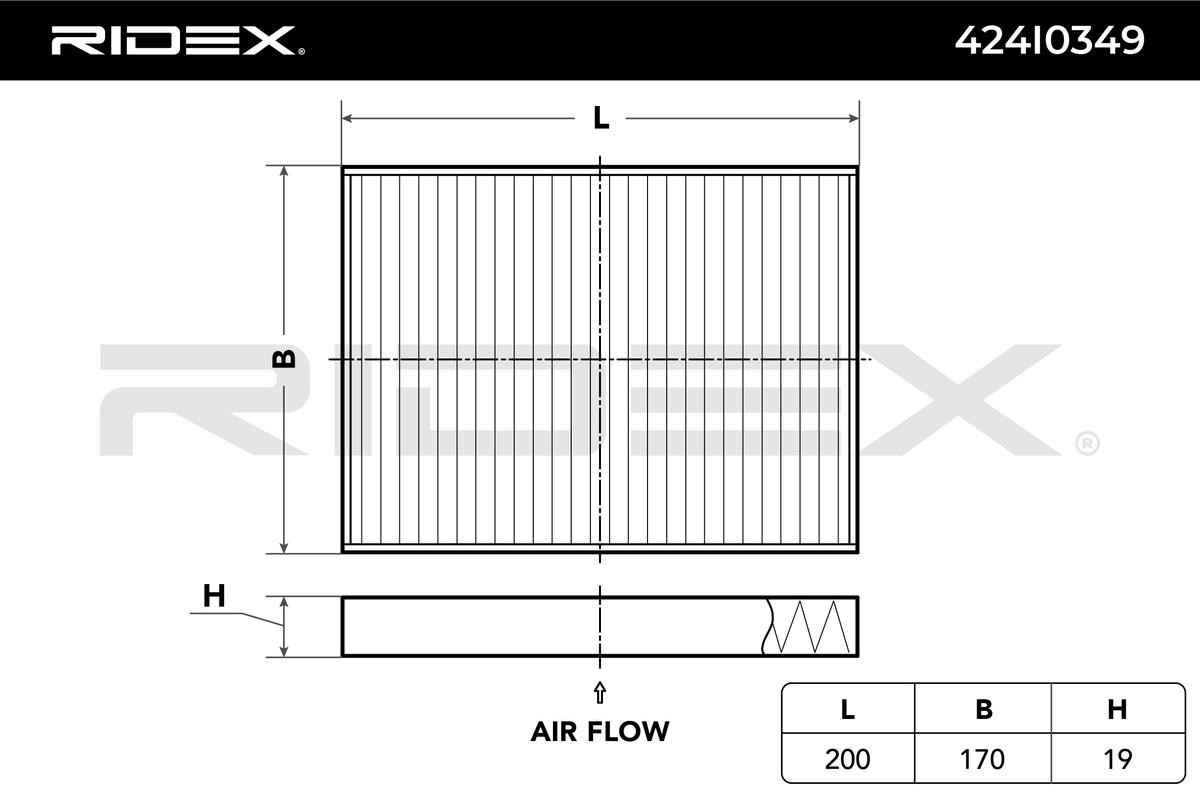 RIDEX 424I0349 Pollen filter Particulate Filter, 200 mm x 170 mm x 19 mm