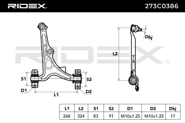 RIDEX Front Axle Right, Control Arm, Cone Size: 17 mm Cone Size: 17mm Control arm 273C0386 buy
