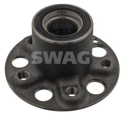 SWAG 10 93 6073 Wheel bearing kit Front Axle, Wheel Bearing integrated into wheel hub, with wheel hub, 150 mm, Tapered Roller Bearing