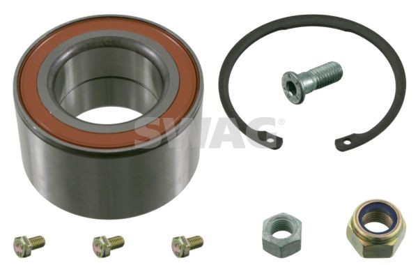 SWAG 30 85 0007 Wheel bearing kit Front Axle Left, Front Axle Right, with nut, with bolts/screws, with retaining ring, 80 mm, Angular Ball Bearing