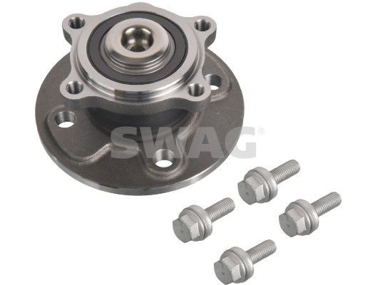 11 93 1078 SWAG Wheel hub assembly MINI Rear Axle Left, Rear Axle Right, Wheel Bearing integrated into wheel hub, with integrated magnetic sensor ring, with wheel hub, with ABS sensor ring, with fastening material, 137 mm, Angular Ball Bearing