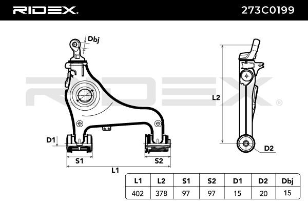 RIDEX 273C0199 Kit braccetti MERCEDES-BENZ Classe E Sedan (W210) E 270 CDI (210.016) 170 CV Diesel 2000