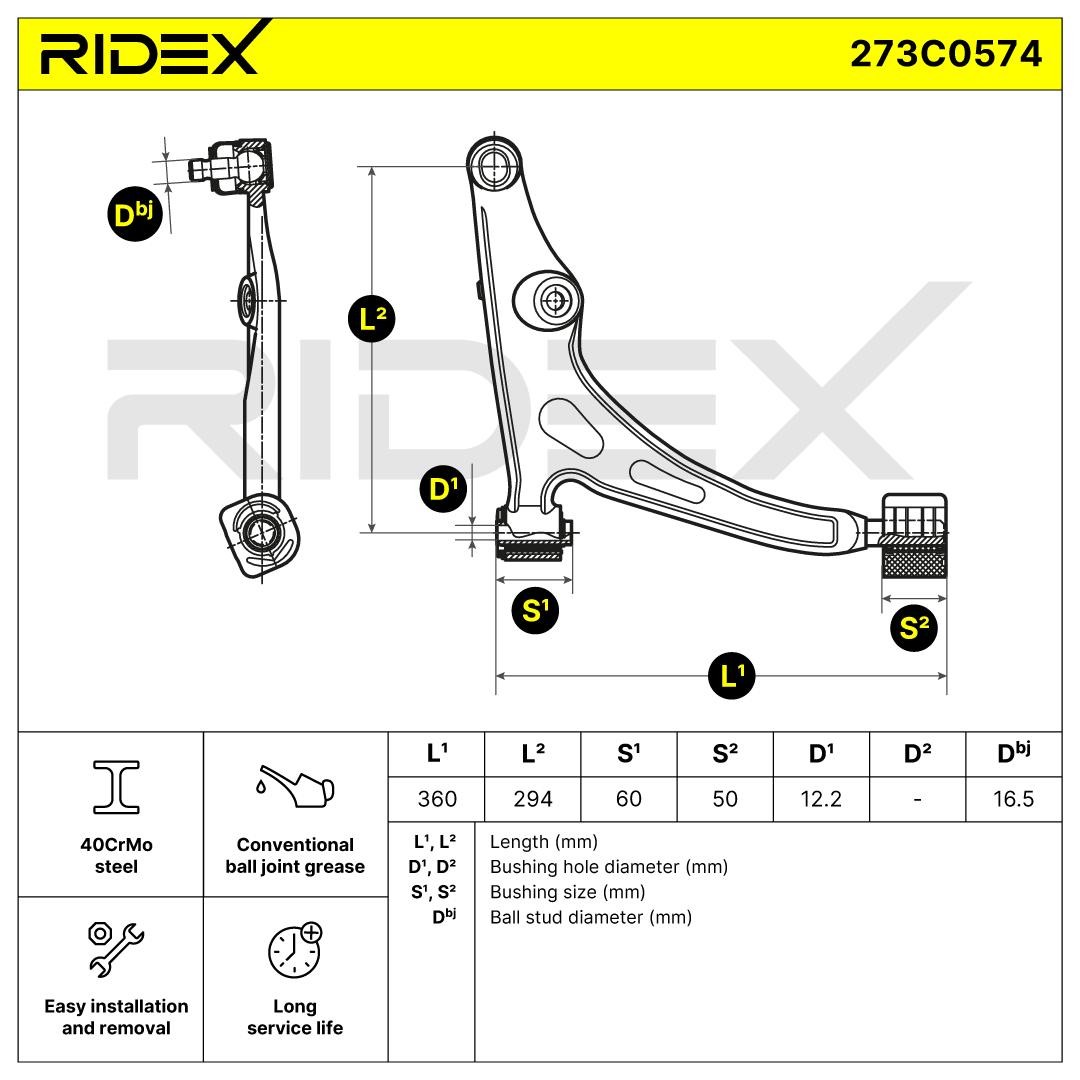 Suspension arm 273C0574 from RIDEX
