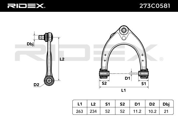 RIDEX 273C0553 Querlenker Vorderachse links, Querlenker, Stahlblech,  Konusmaß: 17 mm ▷ AUTODOC Preis und Erfahrung