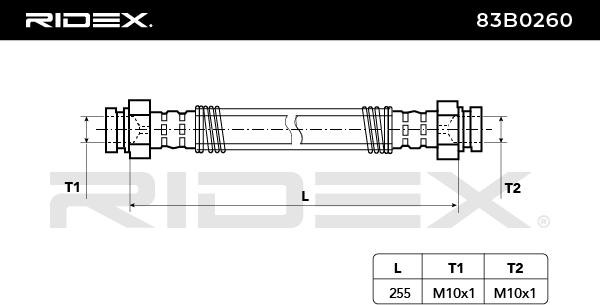 RIDEX Brake hoses 83B0260 for PEUGEOT 205, 304, 309
