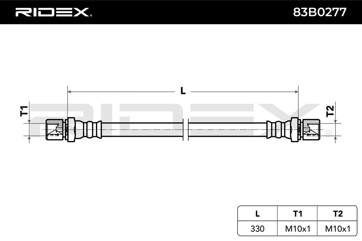 RIDEX 83B0277 Flexible brake hose Front Axle, 330 mm, F10 x 1, 370 mm, Internal Thread