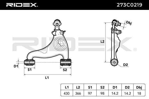 RIDEX Bras de suspension MERCEDES-BENZ 273C0219 1243303807,2013303807,A1243303807 A2013303807