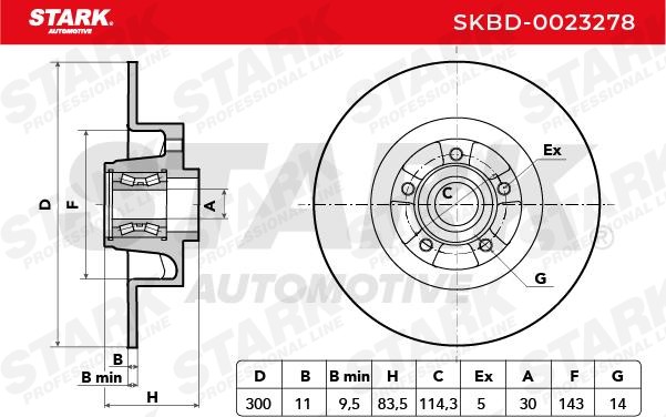 SKBD-0023278 Brake discs SKBD-0023278 STARK Rear Axle, 300,0x11mm, 05/05x114,3, solid, Uncoated