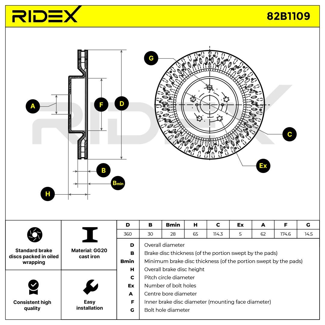 OEM-quality RIDEX 82B1109 Brake rotor