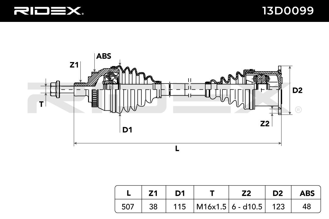OEM-quality RIDEX 13D0099 CV axle shaft