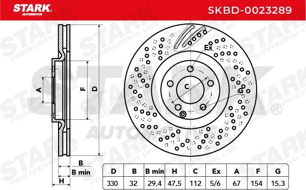 STARK Brake rotors SKBD-0023289 suitable for MERCEDES-BENZ S-Class, E-Class