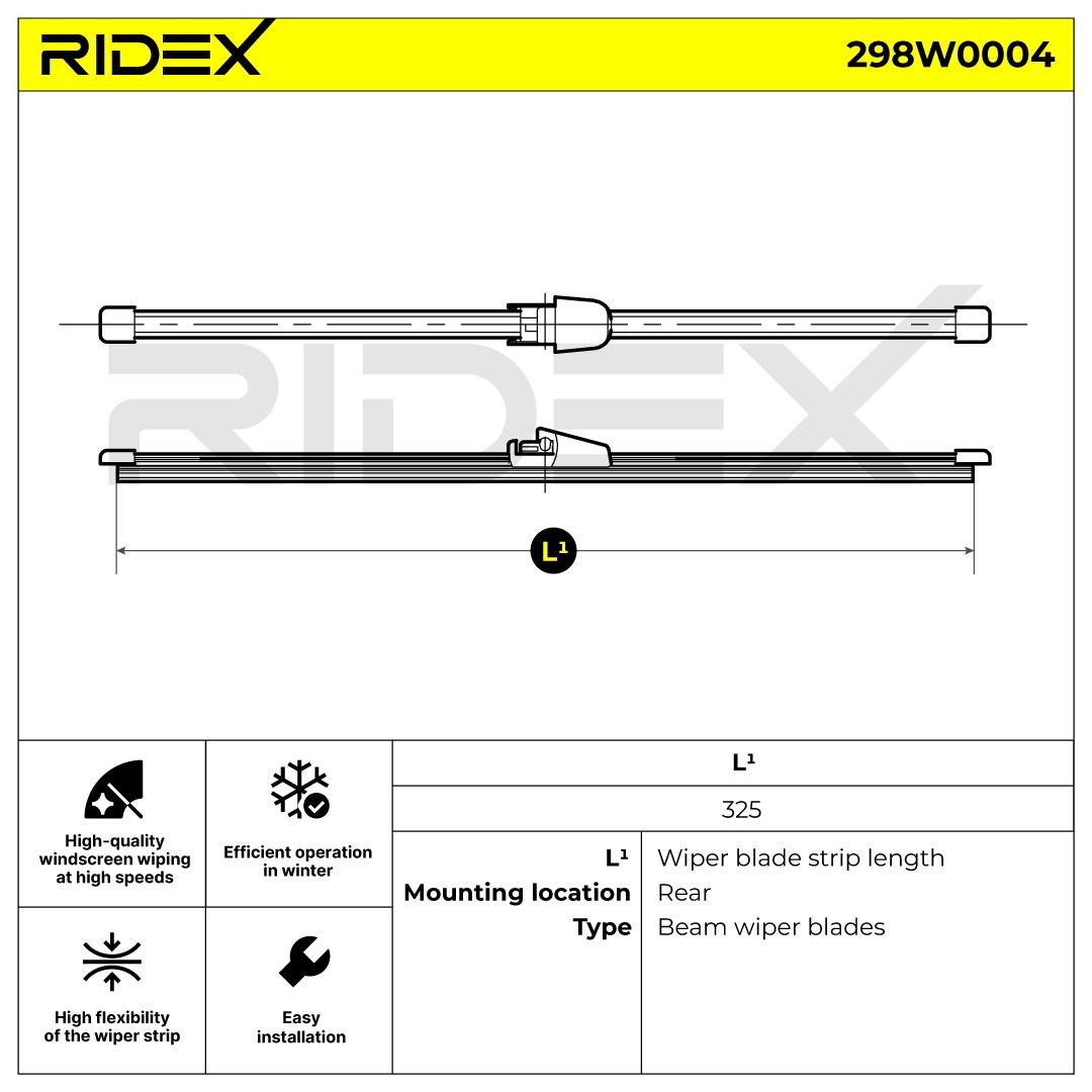 OEM-quality RIDEX 298W0004 Windscreen wiper