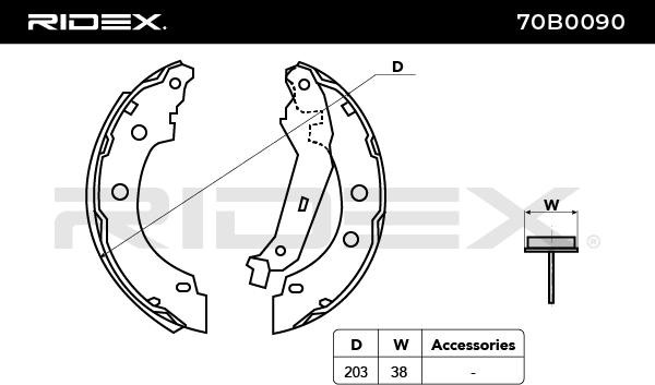 RIDEX Brake Shoes & Brake Shoe Set 70B0090