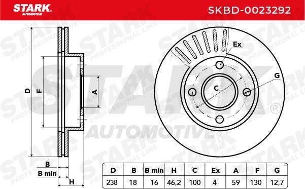 SKBD-0023292 Brake discs SKBD-0023292 STARK Front Axle, 238x18mm, 04/04x100, internally vented