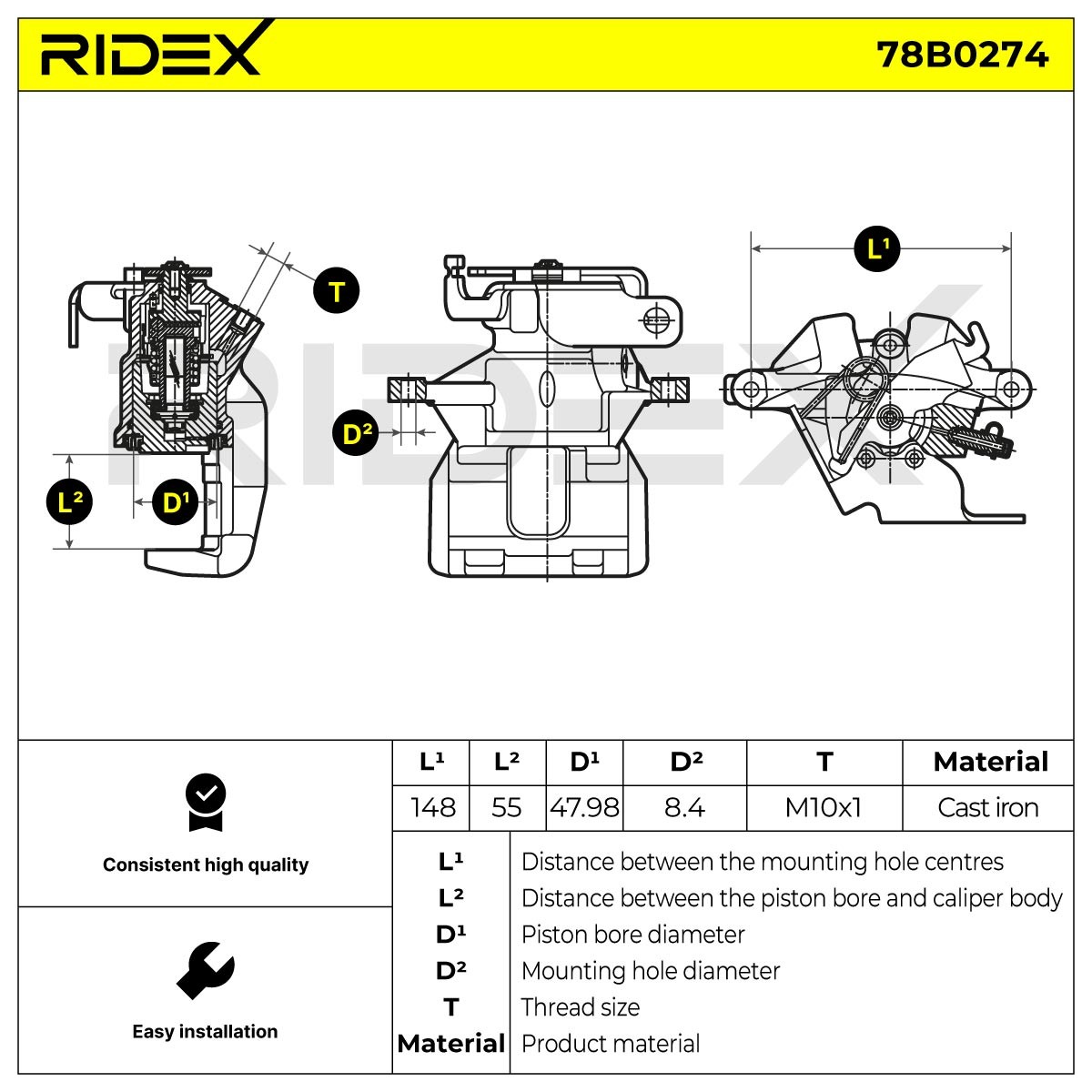 78B0274 Disc brake caliper RIDEX 78B0274 review and test