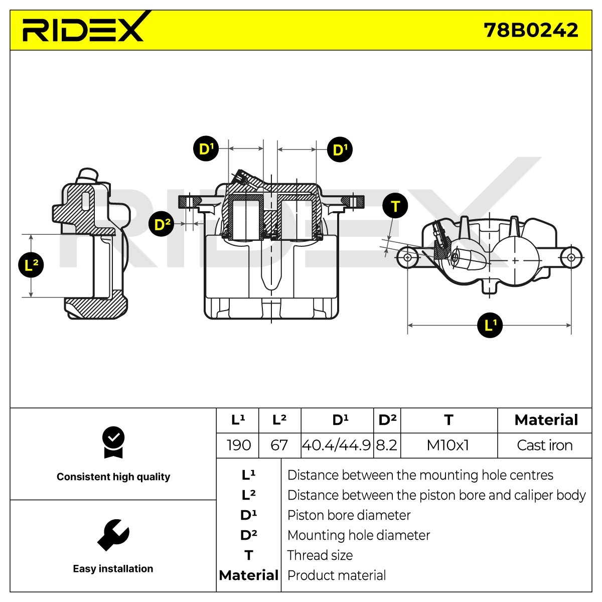 OEM-quality RIDEX 78B0242 Brake caliper