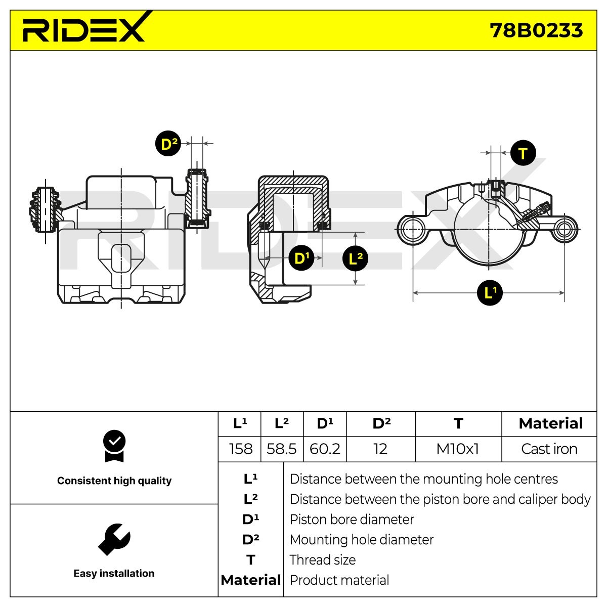 78B0233 Disc brake caliper RIDEX 78B0233 review and test