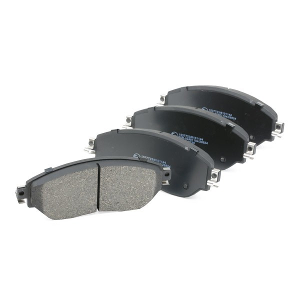 402B0804 Set of brake pads 402B0804 RIDEX Front Axle, Low-Metallic, not prepared for wear indicator, with acoustic wear warning