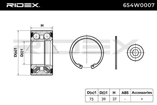 OEM-quality RIDEX 654W0007 Wheel bearing & wheel bearing kit