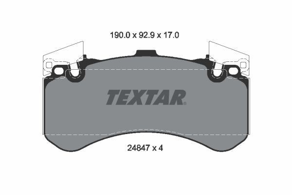 24847 TEXTAR not prepared for wear indicator, with counterweights Height: 92,9mm, Width: 190mm, Thickness: 17mm Brake pads 2484701 buy