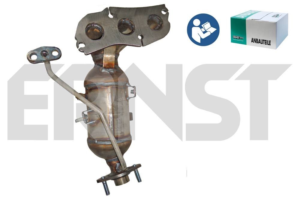 Manifold catalytic converter ERNST Euro 4, with mounting kit, Set, Front, Length: 390 mm - 760676