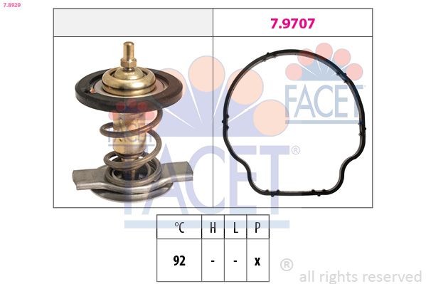 Coolant thermostat FACET Opening Temperature: 92°C, Made in Italy - OE Equivalent, without housing - 7.8929