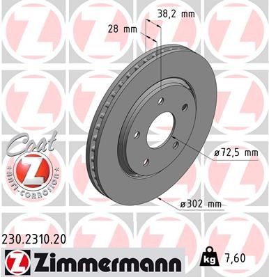 ZIMMERMANN COAT Z 230.2310.20 Brake disc K04721995AB
