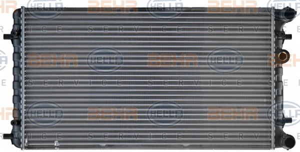 HELLA 8MK 376 716-614 Engine radiator for vehicles with/without air conditioning, 650 x 378 x 34 mm, Manual-/optional automatic transmission, Mechanically jointed cooling fins