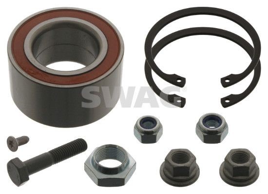 SWAG 30 90 3662 Wheel bearing kit Front Axle Left, Front Axle Right, with attachment material, 72 mm, Angular Ball Bearing