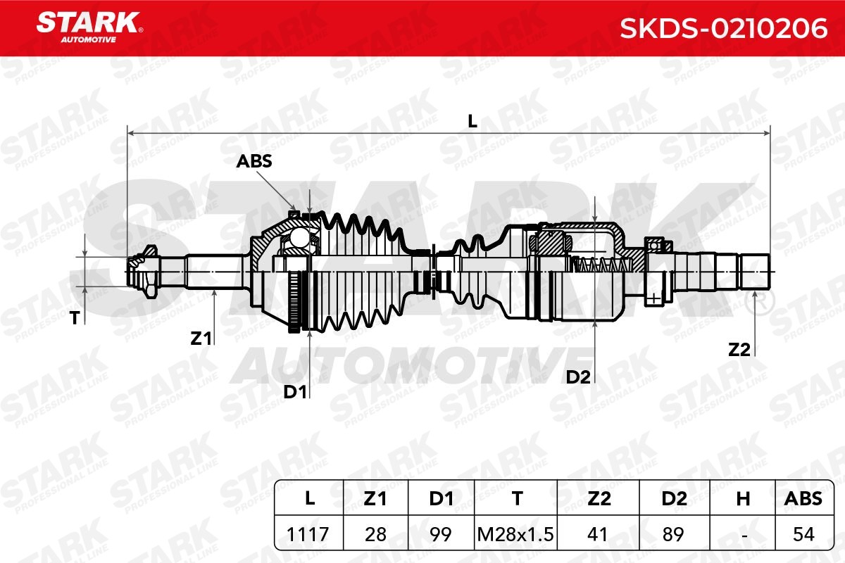 Drive shaft SKDS-0210206 from STARK