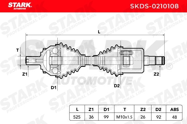 STARK Axle shaft SKDS-0210108 for VOLVO V70, S60, XC70
