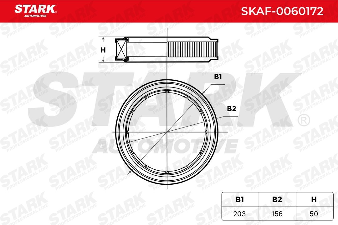 SKAF-0060172 Air filter SKAF-0060172 STARK 50mm, 203mm, round, Filter Insert