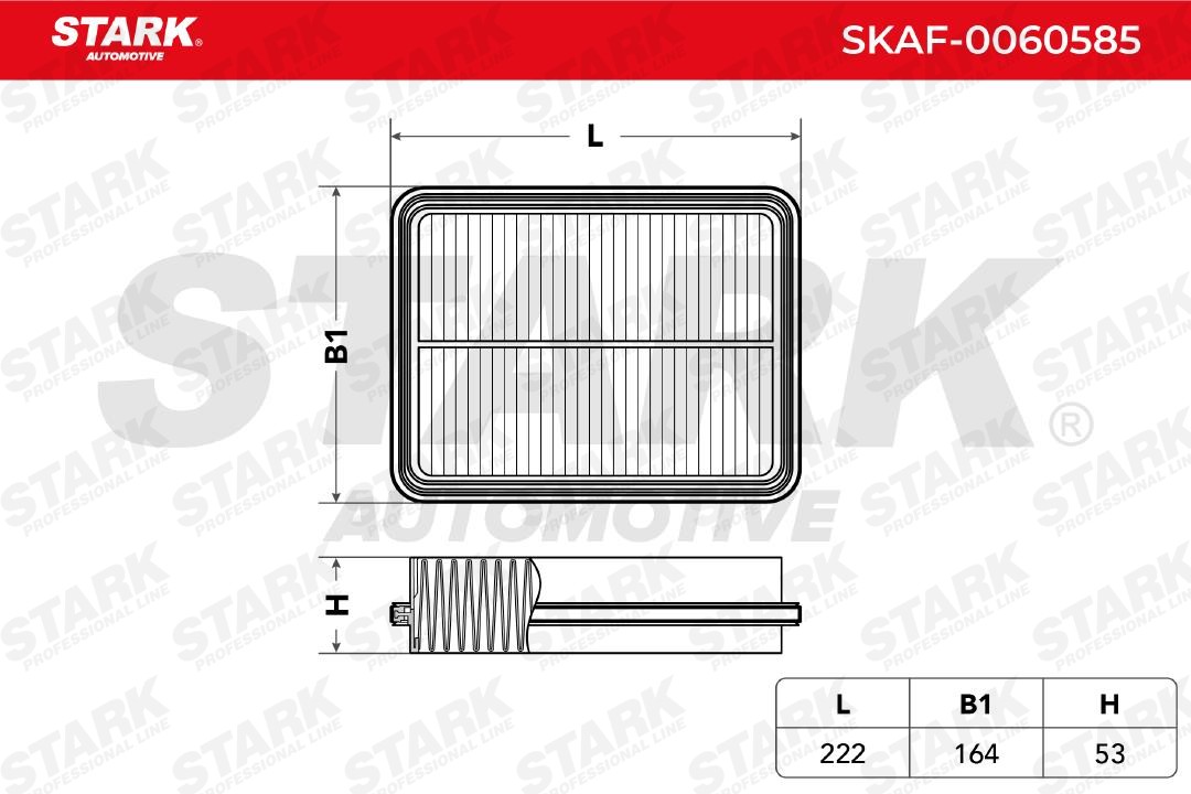 SKAF-0060585 Air filter SKAF-0060585 STARK 53mm, 164mm, 222mm, Filter Insert