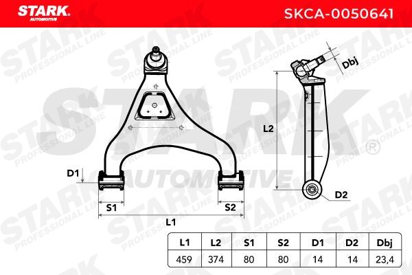STARK SKCA-0050641 Suspension arm Right, Front Axle, Control Arm, Cone Size: 23,4 mm