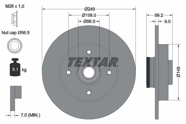 Discos de freno Peugeot de calidad equivalente TEXTAR 92202103