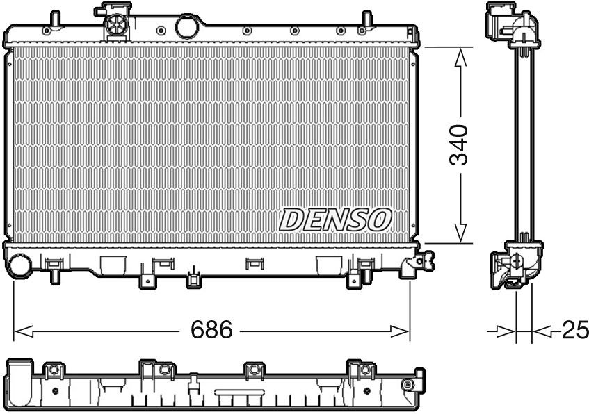 DENSO DRM36020 Engine radiator 340 x 708 x 25 mm