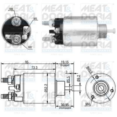 46133 MEAT & DORIA Starter motor solenoid PEUGEOT