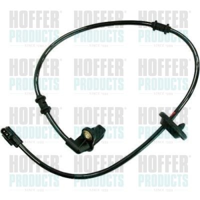 HOFFER 8290283 ABS sensor Rear Axle Left, for vehicles with ESP, Hall Sensor, 2-pin connector, 630mm, 27,7mm, right-angled