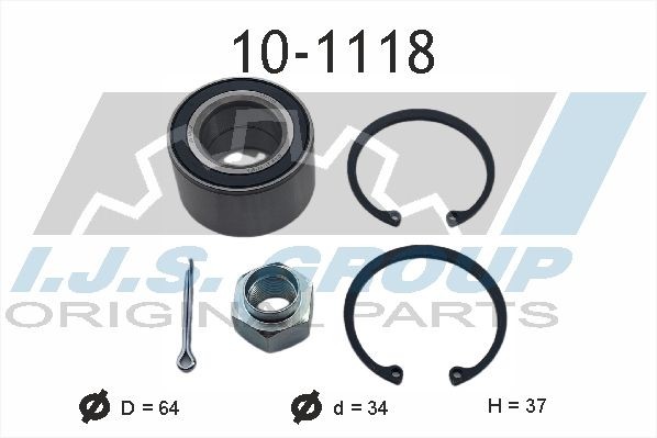 IJS GROUP Front Axle, 64 mm Inner Diameter: 34mm Wheel hub bearing 10-1118 buy