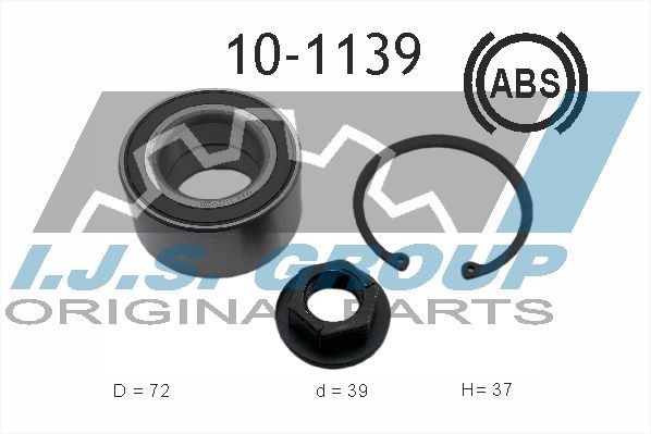IJS GROUP 10-1139 Wheel bearing kit Front Axle, with integrated ABS sensor, 72 mm