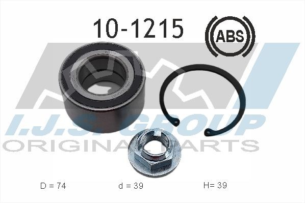 IJS GROUP 10-1215 Wheel bearing kit Front Axle, Left, Right, with integrated ABS sensor, 74 mm