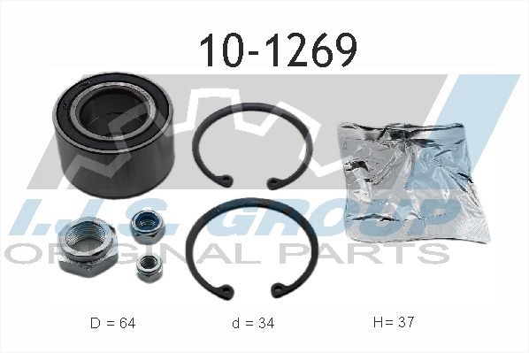 IJS GROUP Front Axle, Left, Right, 64 mm Inner Diameter: 34mm Wheel hub bearing 10-1269 buy