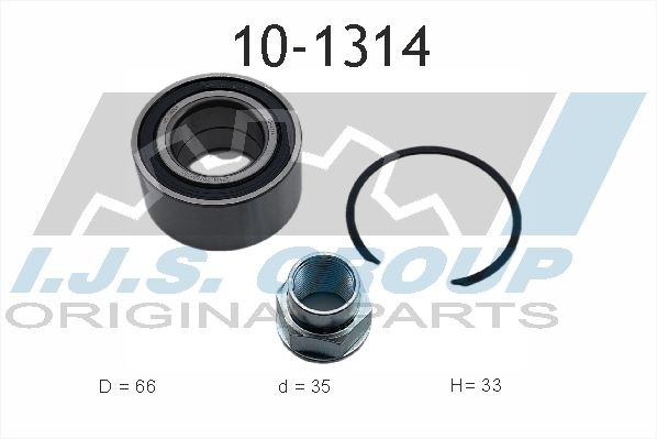 IJS GROUP 10-1314 Wheel bearing kit Front Axle, Left, Right, 66 mm