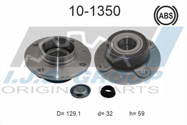 IJS GROUP 10-1350 Wheel bearing kit Rear Axle, Left, Right, with integrated ABS sensor, 129,1 mm