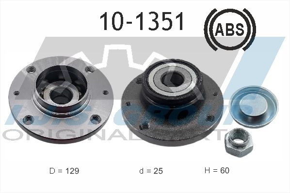 IJS GROUP 10-1351 Wheel bearing kit Rear Axle, Left, Right, with integrated ABS sensor, 129 mm
