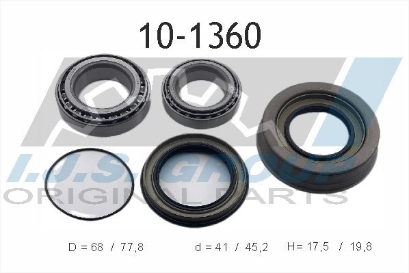 IJS GROUP 10-1360 Wheel bearing kit Front Axle, Left, Right, 77,8 mm