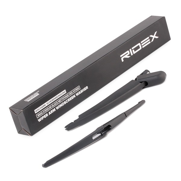 RIDEX 301W0043 Wiper Arm, windscreen washer Rear, with cap, with rubber sleeves, with integrated wiper blade