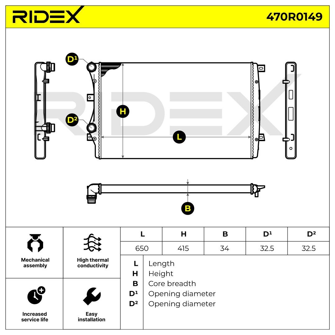 RIDEX Radiator, engine cooling 470R0149