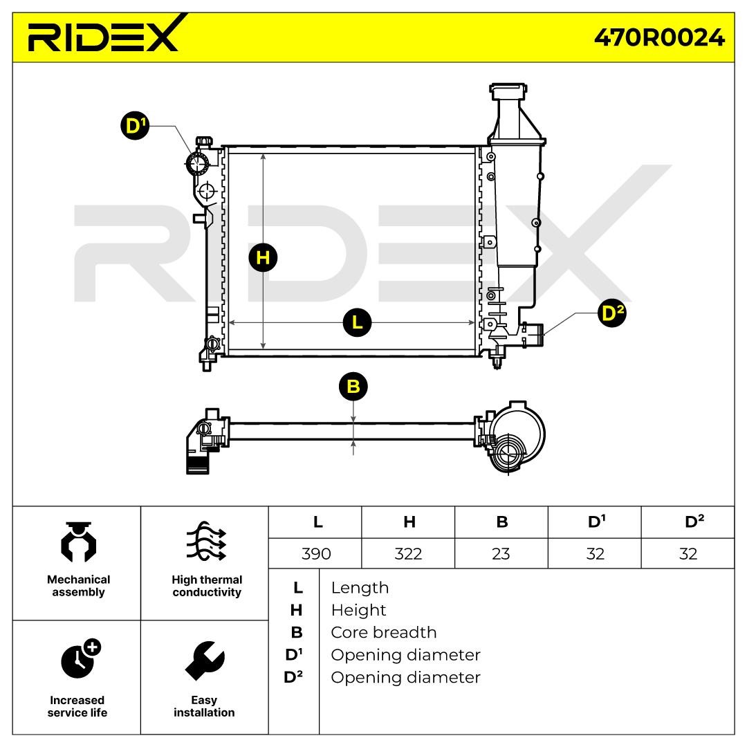 RIDEX 470R0024 Engine radiator Aluminium